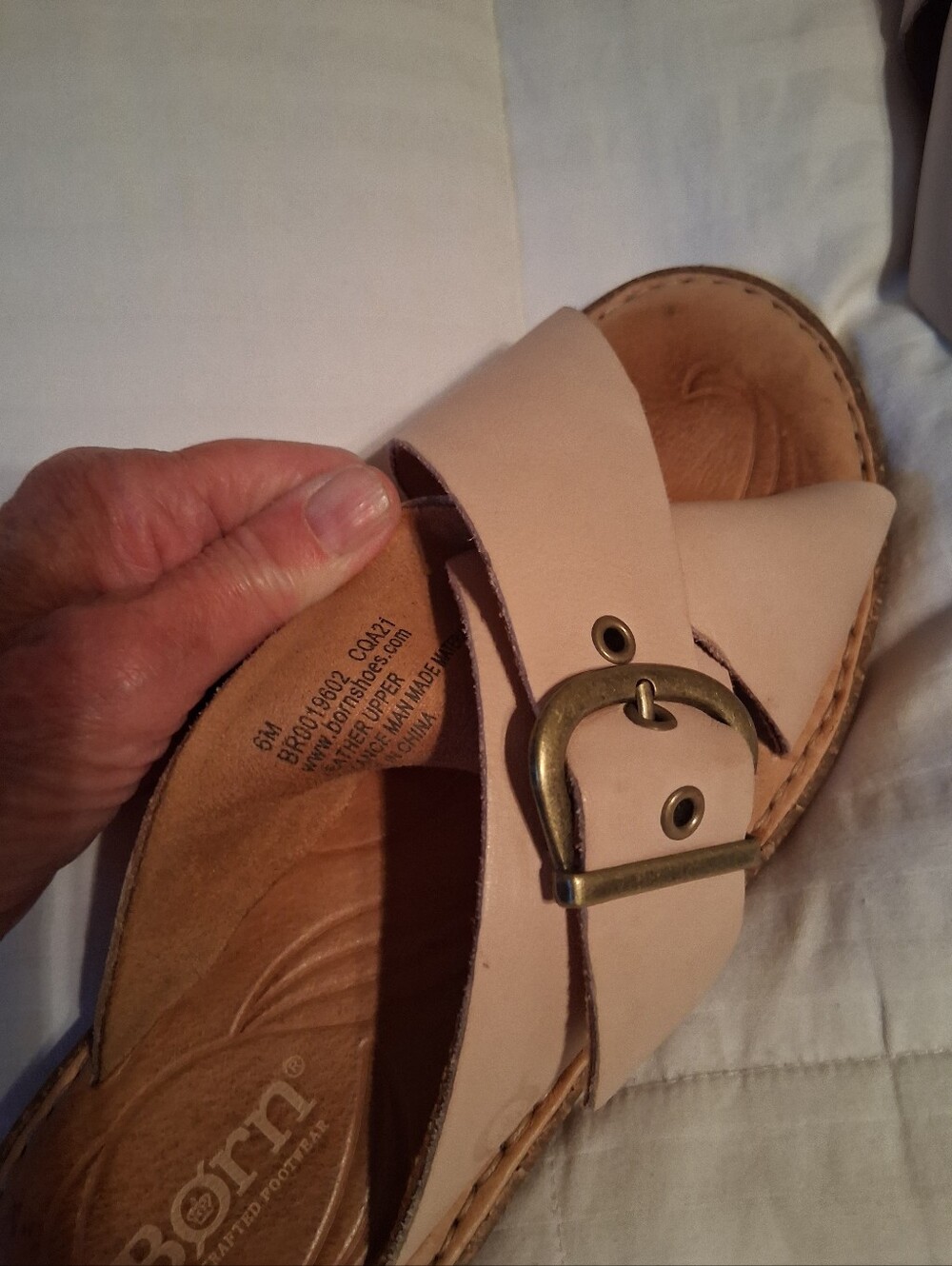 Born Women's Light Beige Cross-Strap Slide Sandals with Buckle - Picture 2 of 3